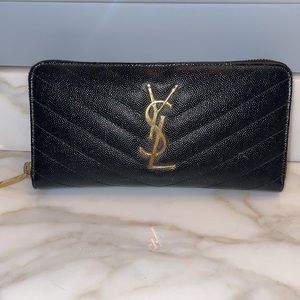 Saint Laurent Monogram Zip Around Wallet